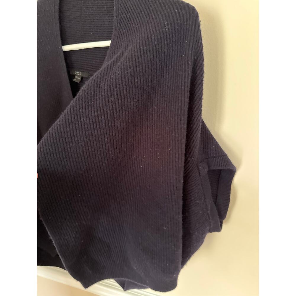 COS | Women’s Wool Knit Ribbed Shrug Drape Front Open Cardigan Casual Loungewear - Picture 3 of 9